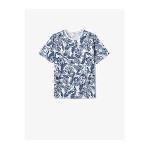 Koton T-Shirt Crew Neck Short Sleeve Tropical Printed Cotton