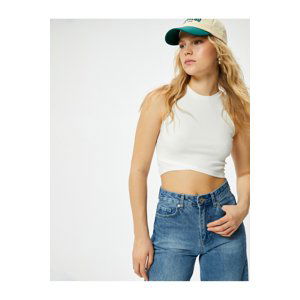 Koton Crop Ribbed Undershirt Asymmetric Cut Crew Neck