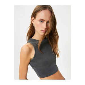 Koton Crop Undershirt Crew Neck Cotton Ribbed Pale Effect