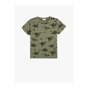 Koton T-Shirt Dinosaur Print Short Sleeve Crew Neck Cotton