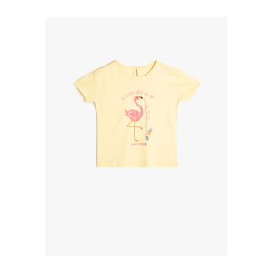 Koton T-Shirt Flamingo Printed Short Sleeve Crew Neck Cotton