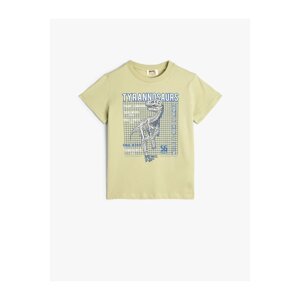 Koton T-Shirt Dinosaur Print Short Sleeve Crew Neck Cotton