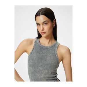 Koton Ribbed Undershirt Halter Neck Basic Faded Effect