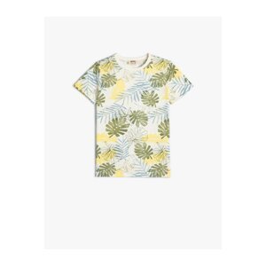 Koton T-Shirt Leaf Printed Short Sleeve Crew Neck Cotton