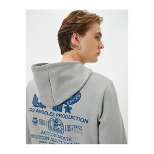 Koton Back Printed Hoodie City Theme Kangaroo Pocket Detail