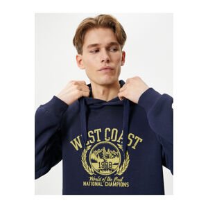 Koton College Printed Hoodie Hooded Kangaroo Pocket Detail