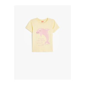 Koton T-Shirt Dolphin Print Short Sleeve Crew Neck Cotton