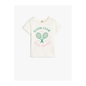 Koton T-Shirt Tennis Printed Short Sleeve Crew Neck Cotton