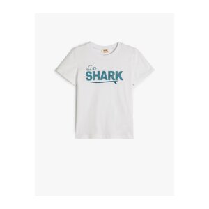 Koton T-Shirt Shark Themed Short Sleeve Crew Neck