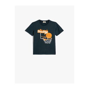 Koton T-Shirt Basketball Printed Short Sleeve Cotton