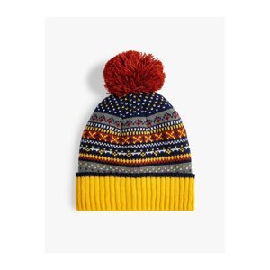Koton Knitwear Beanie Patterned Multicolored Pompom Detailed