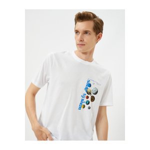 Koton Back Printed T-Shirt Space Themed Crew Neck Short Sleeve Cotton