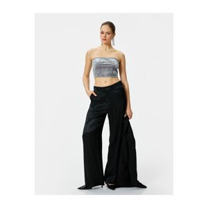 Koton Strapless Velvet Crop Top