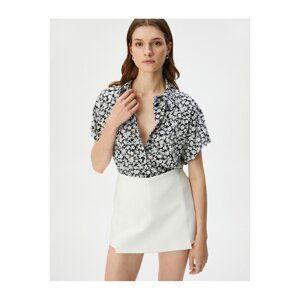 Koton Floral Shirt Short Sleeve Viscose Buttoned Classic Collar