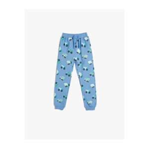 Koton Jogger Sweatpants Car Printed Raised Tie Waist Cotton