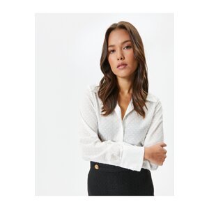 Koton Long Sleeve Shirt Textured Transparent Button Cuff Collar Regular Fit