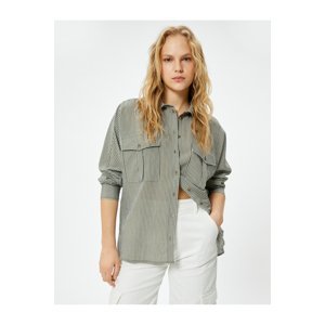 Koton Oversize Shirt Long Sleeve Buttoned Pocket Viscose Blended