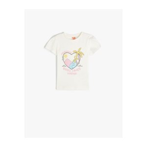 Koton T-Shirt Short Sleeve Heart Printed Cotton