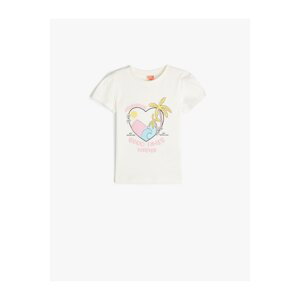 Koton T-Shirt Short Sleeve Heart Printed Cotton