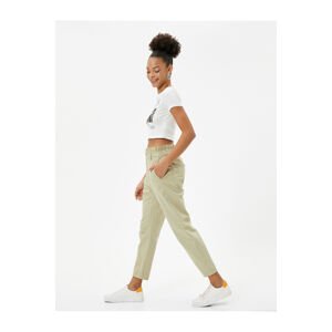 Koton Elastic Waist Jeans High Waist Relaxed Cut Crop Leg Cotton Pocket - Baggy Jean