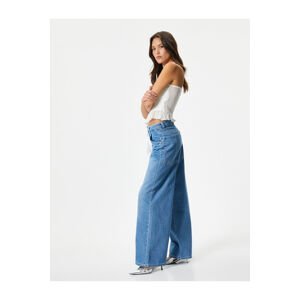 Koton Wide Straight Leg Jeans Standard Waist Pocket Cotton - Bianca Jeans