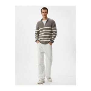 Koton Half Zipper Knitwear Sweater Striped Long Sleeve