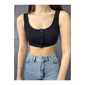 BİKELİFE Women's Thick Strappy Button Detailed Crop Top Bustier