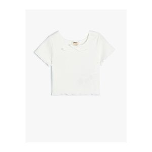 Koton Crop T-Shirt Short Sleeve Ribbed Cotton