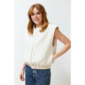 Trendyol Ecru Oversize Tweed Thin Vest