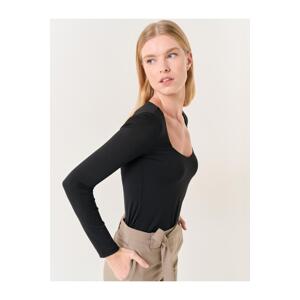 Jimmy Key Black U-Neck Long Sleeve Knitted Blouse