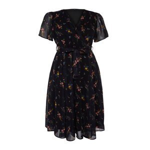 Trendyol Curve Multi Color Floral Pattern Chiffon Double Breasted Woven Dress