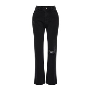 Trendyol Black Ripped High Waist Mom Jeans