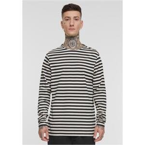Men's T-shirt Regular Stripe LS - white/black