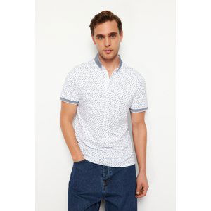 Trendyol White Regular/Regular Fit Patterned Polo Neck T-shirt