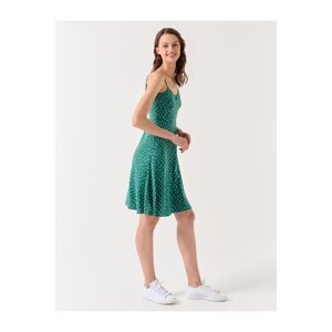 Jimmy Key Emerald Green Woven Straps and a Floral Pattern Dress