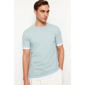 Trendyol Mint Regular/Normal Fit Textured Color Block T-Shirt