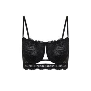 Trendyol Black Lace String Strap Capless Bustier Knitted Bra