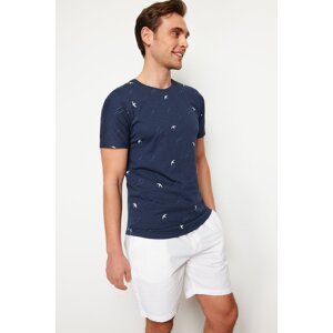 Trendyol Navy Blue Regular/Normal Fit Patterned T-Shirt