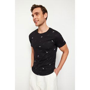 Trendyol Black Regular/Regular Cut Patterned T-Shirt