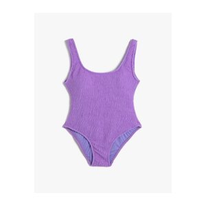 Koton U Collar Swimsuit Textured Thick Strap Covered