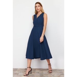 Trendyol Navy Blue A-line double-breasted Collar Button Detail Woven Midi Dress