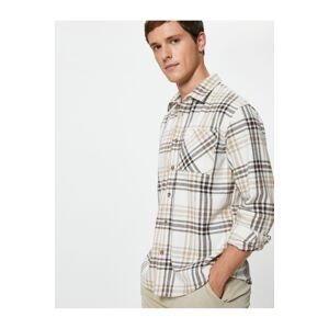 Koton Lumberjack Shirt Pocket Detailed Classic Collar Long Sleeve