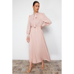 Trendyol Powder Collar Tied Plain Woven Dress