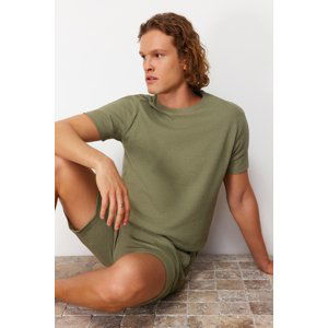 Trendyol Light Khaki Regular Fit Waffle Knitted Pajamas Set