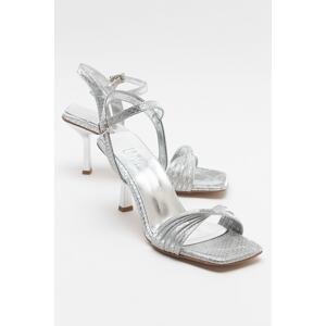 LuviShoes LEND Women's Silver Patterned Heels Shoes