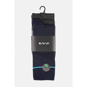 Avva Men's Navy Blue-Anthracite Plain/Patterned 2-pack Bamboo Cleat Socks