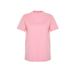 Trendyol Curve Pink Collar Ribbed Boyfriend Knitted T-shirt