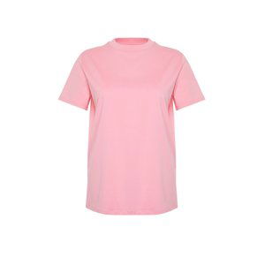 Trendyol Curve Pink Collar Ribbed Boyfriend Knitted T-shirt