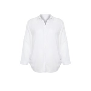 Trendyol Curve White Basic Oversize Woven Shirt