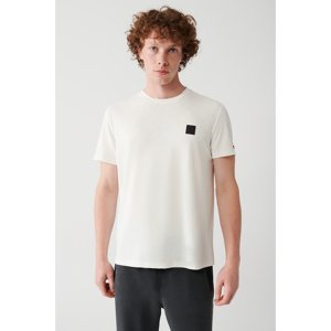 Avva Men's White Soft Touch Crew Neck Flamed Printed Standard Fit Regular Fit T-shirt